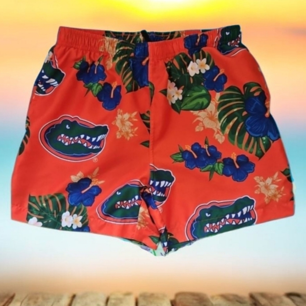 FLORIDA GATOR SWIM SUIT BOYS 28" /34 "Waist Bright Orange Green Blue Stretchy
